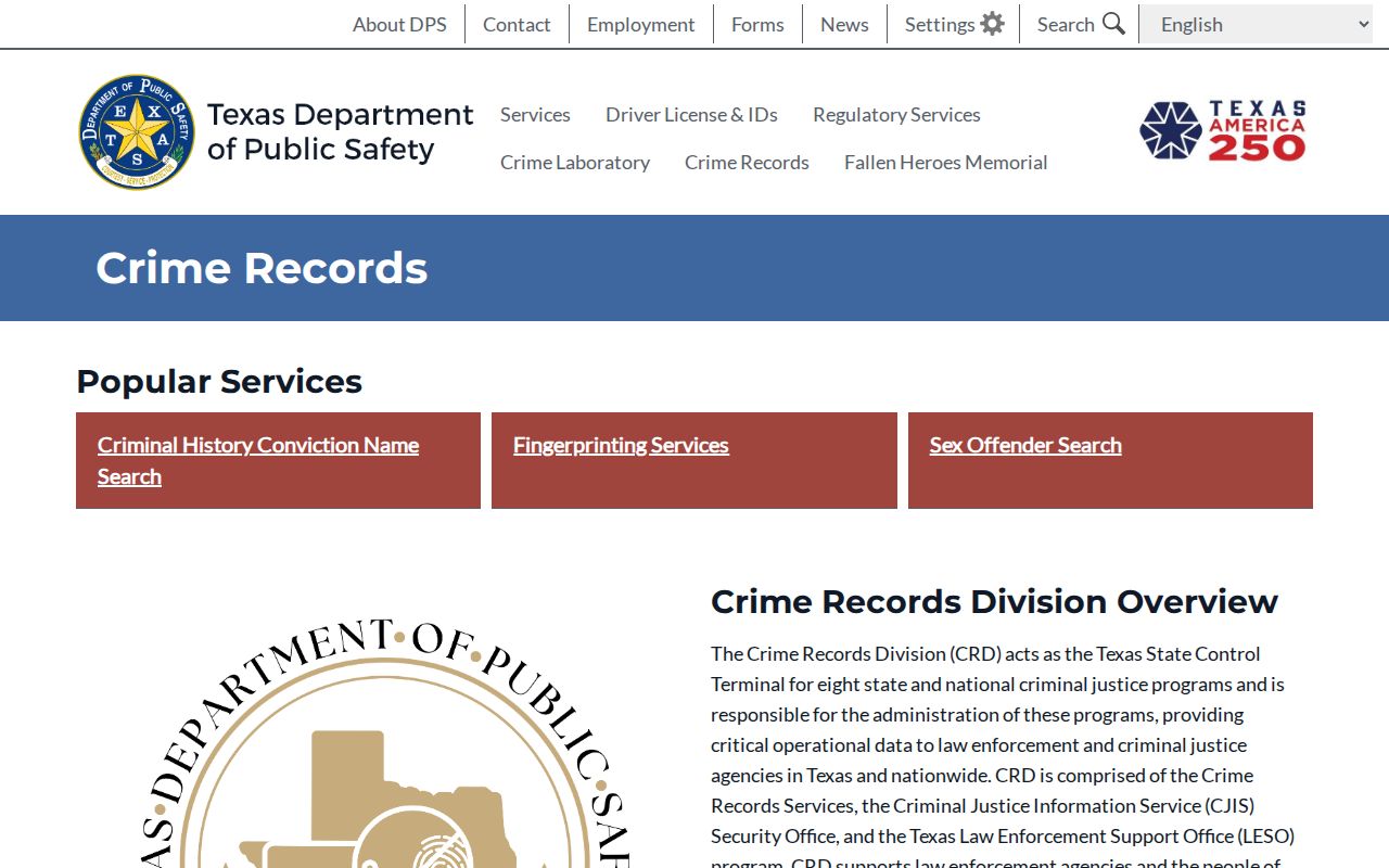 San Jacinto County arrest lookup Texas DPS Crime Records hub